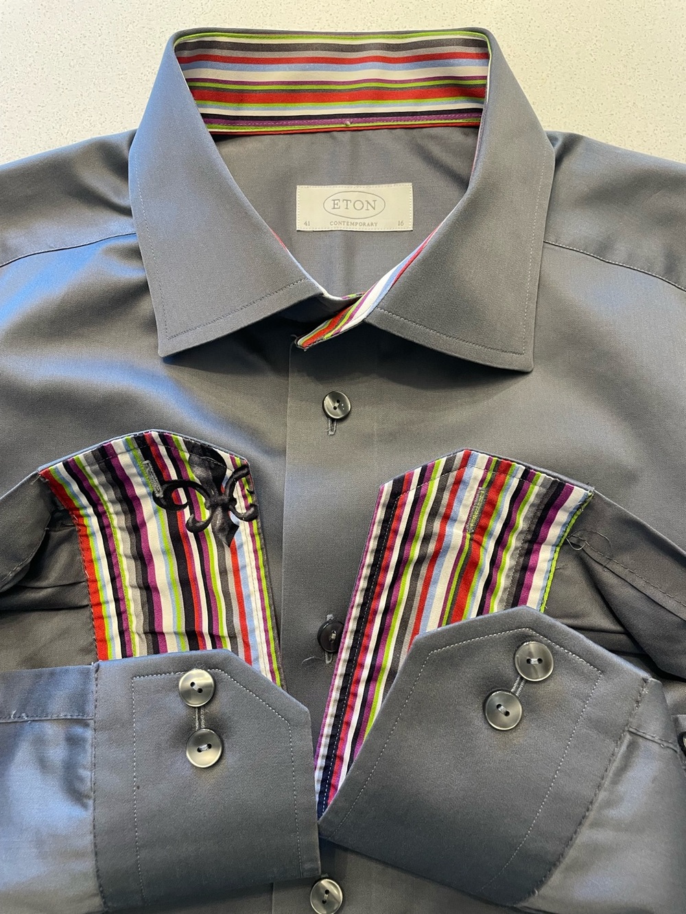 ETON - all cotton grey dress shirt Size 41 (16”neck)